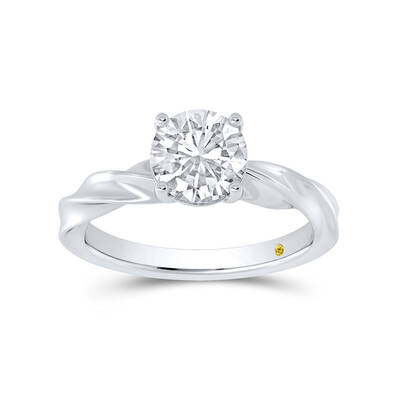 Ripple Round Lab Created Solitaire Diamond Ring | 10K White Gold 4 CT. TW.