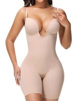 SHAPSHE Backless Shapewear Strapless Deep U Plunge Bodysuit for Women Built In Bra Tummy Control Low Back Body Shaper