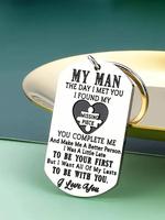 Fashion Letter Pattern Slogan Metal Keychain, Stainless Steel Keychain for Men & Women, Personalized Car Bag Keychain Gift fo...