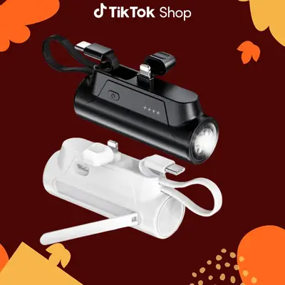 TikTokShopfalldealsforyou 8000mAh Portable Capsule Mobile Power - Mini USB-C Charging with Dual Inputs and 18W Fast Charging ...
