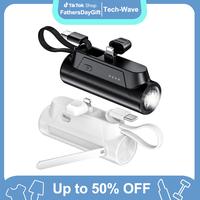 FathersDayGift 8000mAh Portable Capsule Mobile Power Bank - Mini USB-C Charging with Dual Inputs and 18W Fast Charging built-...