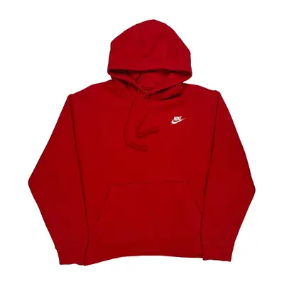 Nike Hoodie - Large Red Cotton Blend