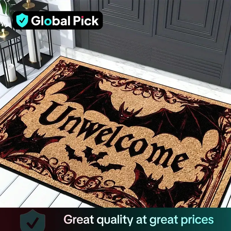 Halloween Themed Door Mat, Creative Bat Pattern Non-slip Floor Mat, Decorative Carpet for Home Living Room Bedroom Kitchen Ou...