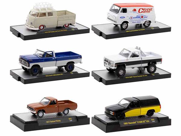 Auto-Thentics 6 piece Set Release 93 IN DISPLAY CASES Limited Edition 1/64 Diecast Model Cars by M2 Machines
