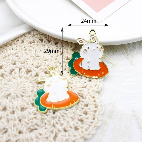 Rabbit Shape Alloy Enamel Pendant