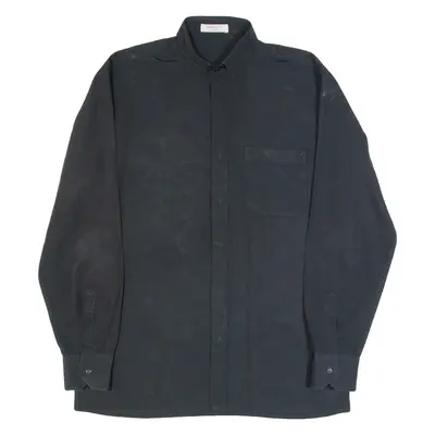 BARBICONI Mens Plain Shirt Black Long Sleeve L