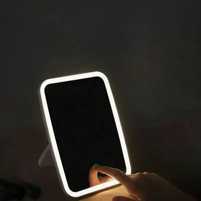 Girly Bedroom Accessories LED Makeup Mirror with Light, Portable Foldable Cosmetic Vanity Mirror for Dressers, Desktop Mirror...