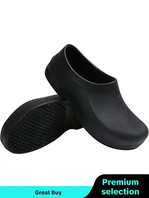 Men's Summer 2024 Minimalist Casual Clogs, Plain Color Non-slip Waterproof Safety Work Shoes, Comfy Soft Slip on Clogs for D...