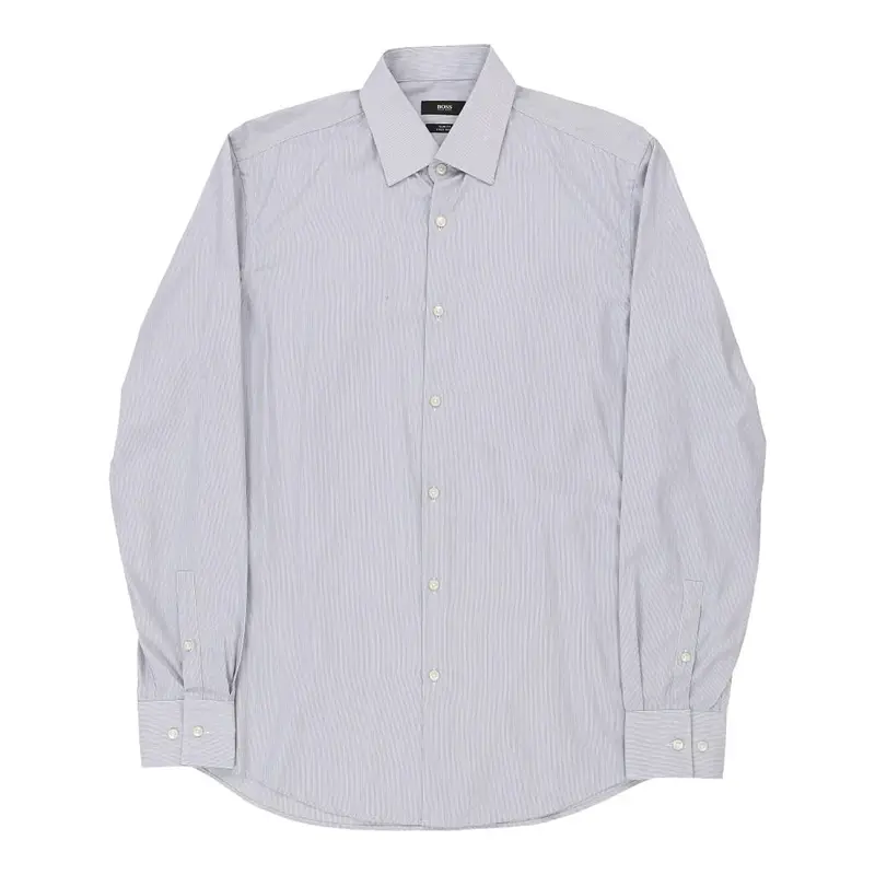 Boss Striped Shirt - Medium Blue Cotton