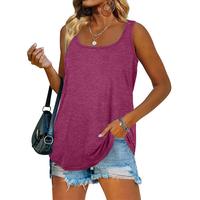 Womens Tank Tops U Neck Basic Solid Color Casual Flowy Summer Sleeveless Fashion Womenswear