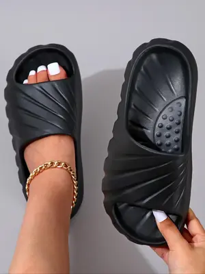 Women's 1 Pair Fashionable Plain Matching Slides, Lightweight Non-slip Bathroom Slippers, Casual Comfortable Home Slippers