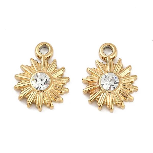 304 Stainless Steel Rhinestone Charms