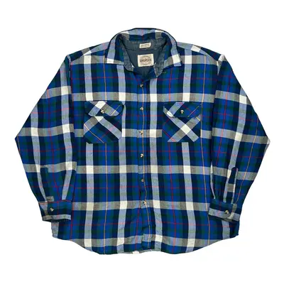 Saugatuck Checked Flannel Shirt - Large Blue Acrylic
