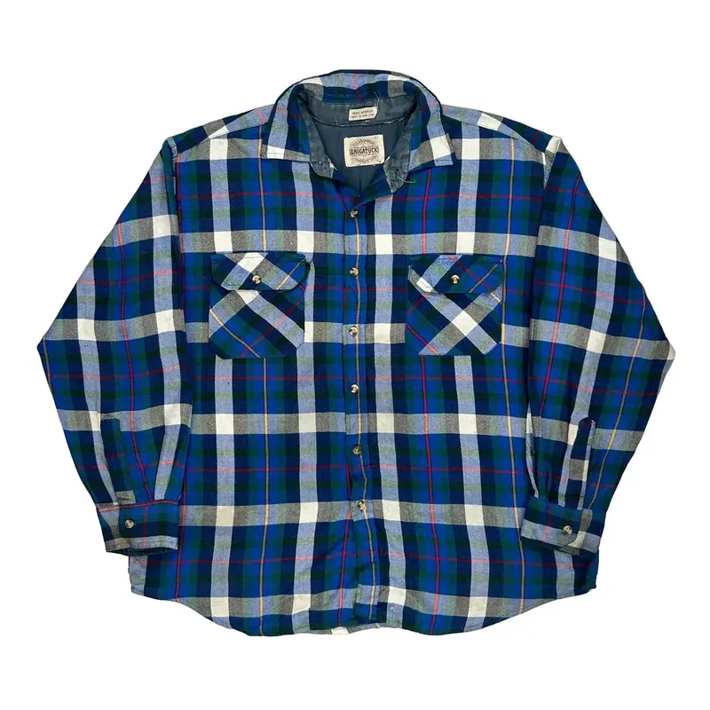 Saugatuck Checked Flannel Shirt - Large Blue Acrylic