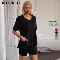Joyfunear Womens Two Piece sets summer Lounge Set 2025  sweatshirt shorts sets Casual Matching sets Oversized T-shirts Short ...