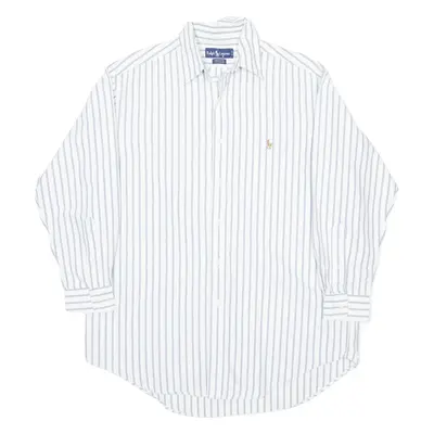 POLO RALPH LAUREN Mens Shirt White Striped Long Sleeve 2XL