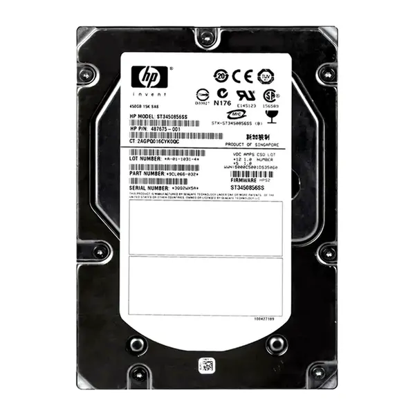 487675-001 HP 450GB 3Gb/s SAS 15000 3.5-inch 16MB Hard Drive