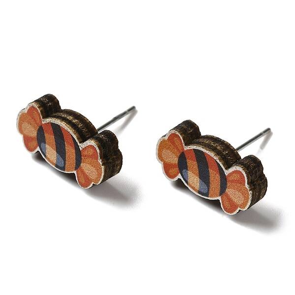 Wood Stud Earrings