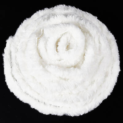 White Faux Fur Ribbon Trim Fabric Roll for Christmas Tree Decor or Wreath Bows Craft