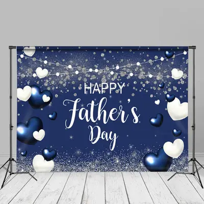 White Blue Heart Glitter Fathers Day Backdrop Diy - Aperturee