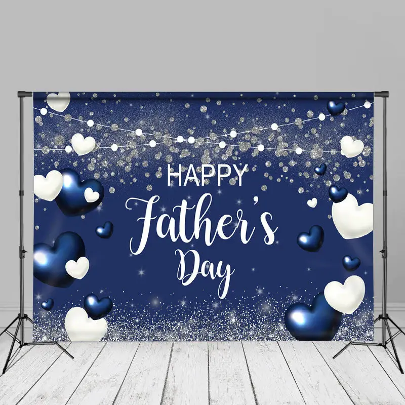 White Blue Heart Glitter Fathers Day Backdrop Diy - Aperturee