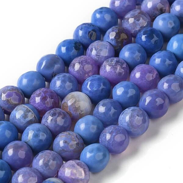 Dyed & Heated Natural Fire Crackle Agate Beads Strands