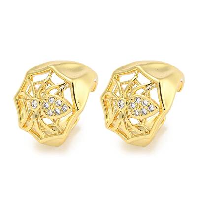 Brass Micro Pave Cubic Zirconia Cuff Earrings