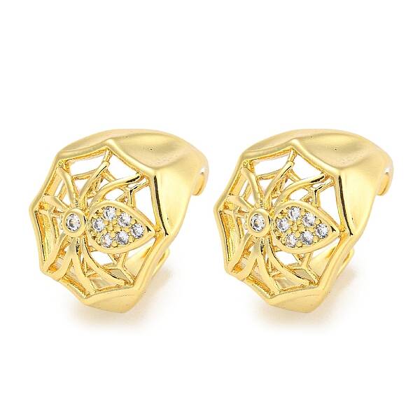 Brass Micro Pave Cubic Zirconia Cuff Earrings