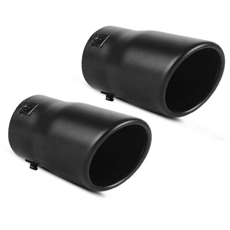 YITAMOTOR® Pair Exhaust Tips Fit 2'' to 3'' Inlet 3.5'' Outlet 6'' Long Bolt On Black Stainless Steel