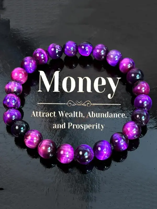 8mm Natural Tiger Eye Stone Beaded Bracelet, Fashionable Jewelry for Women & Men, Trendy All-match & Exquisite Jewelry for Bi...