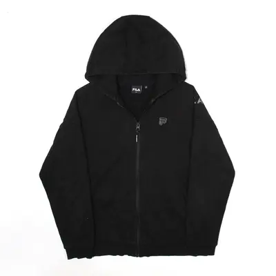FILA Sports Hoodie Black Full Zip Relaxed Mens S