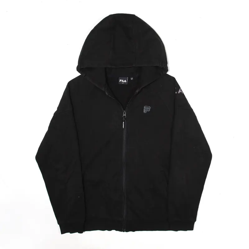 FILA Sports Hoodie Black Full Zip Relaxed Mens S