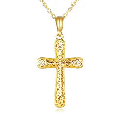 14K Gold Cross Pendant Necklace