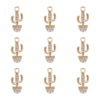 10Pcs Brass Micro Pave Clear Cubic Zirconia Charms