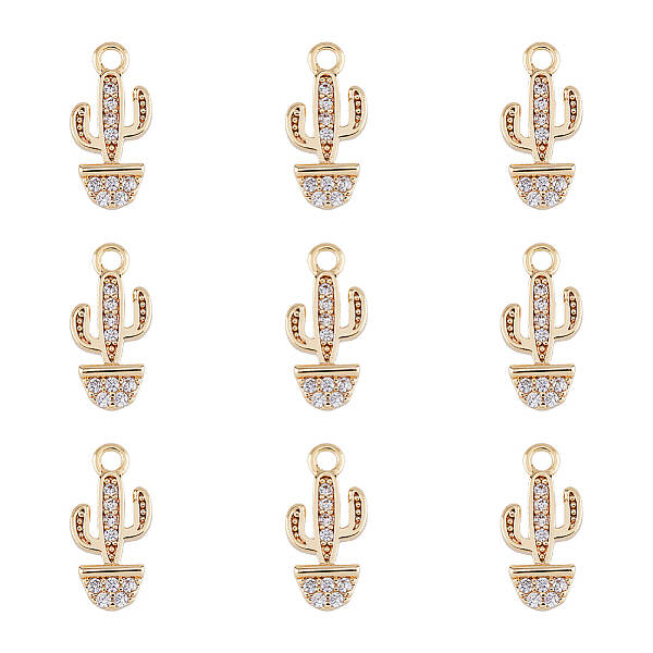 10Pcs Brass Micro Pave Clear Cubic Zirconia Charms