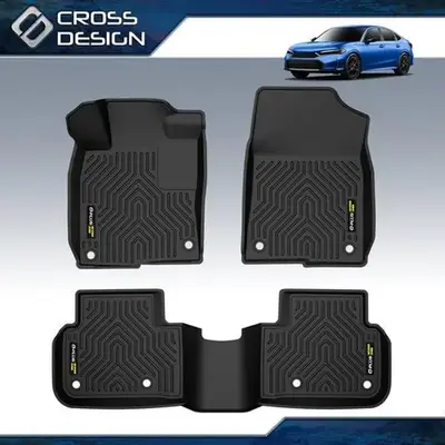 TPE Floor Mats Liners Fit For Honda Civic Sedan & Hatchback Coupe All Weather 3D Waterpoof-1 Set 3pcs Black