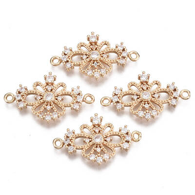 Brass Micro Pave Cubic Zirconia Links Connectors