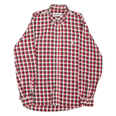 BARBOUR Mens Shirt Red Gingham Long Sleeve L
