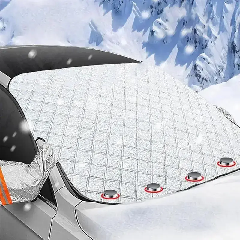 Magnetic Thickened Car Snow Ice Protector, 1 Count Window Windshield Sun Shade, Front Rear Windshield Block Cover, Auto Exter...