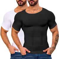 2 Pack Men Shaping Shirts Body Shaper,Men Round Neck Short Sleeve Shirt,Men Sport Vest Fitness Excercise Shapewear Tanks Tops...