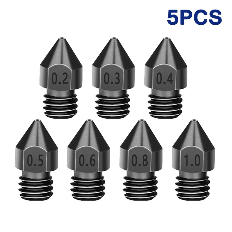 Nozzle Kit 5PCS MK8 Hardened Steel Nozzles
