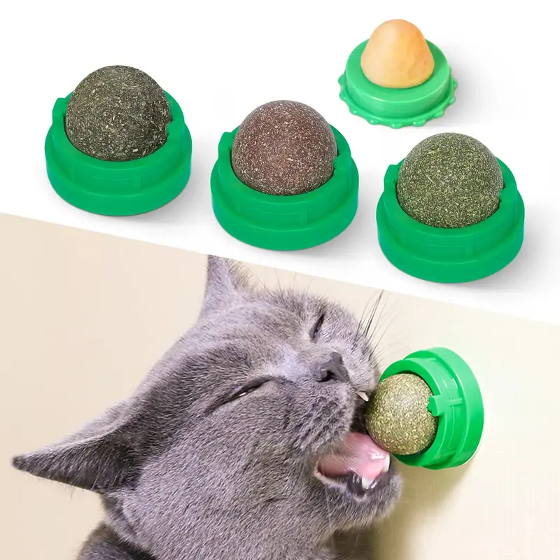 Potaroma Catnip Toys Balls 4 Pcs, Edible Kitten Silvervine Toys for Cats Lick, Healthy Kitty Teeth Cleaning Dental Chew Toys,...