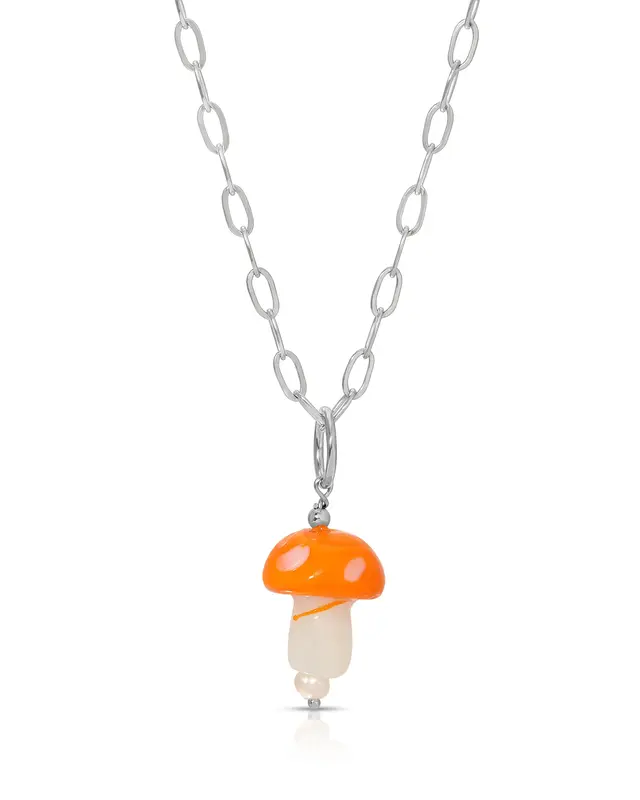 Pliz Necklace | Color: Orange | Metal Color: Silver