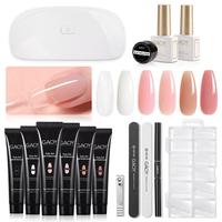 GAOY Poly Gel Nail Kit with UV Light Starter Kit, 6 Pcs Builder Gel Nail Extension Kit for Beginners with Everything Nail Art...