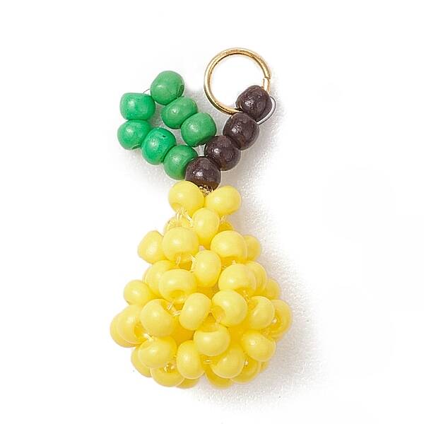 Handmade Glass Seed Beaded Pear Pendants