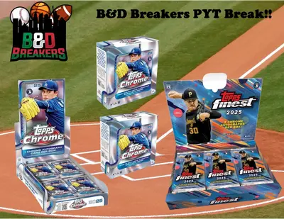 1x 2025 Topps Finest hobby box & 1x 2025 Topps Chrome hobby box & 2x 2025 Topps Chrome mega boxes - PYT break - 4 total boxes...