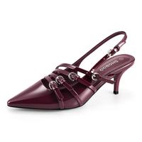 Slingback Kitten Heels for Women Pointed Closed Toe Pumps Multi-Buckle Strappy Shoes Walking Shoes Footwear kitchen heels