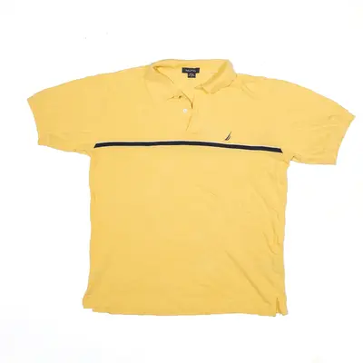 NAUTICA Polo Shirt Yellow Short Sleeve Mens L