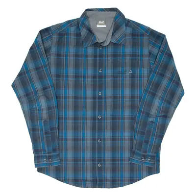 JACK WOLFSKIN Mens Flannel Shirt Blue Check Long Sleeve M