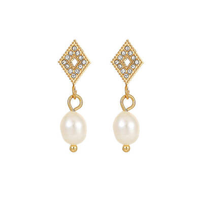 Stainless Steel Earrings with Pearl